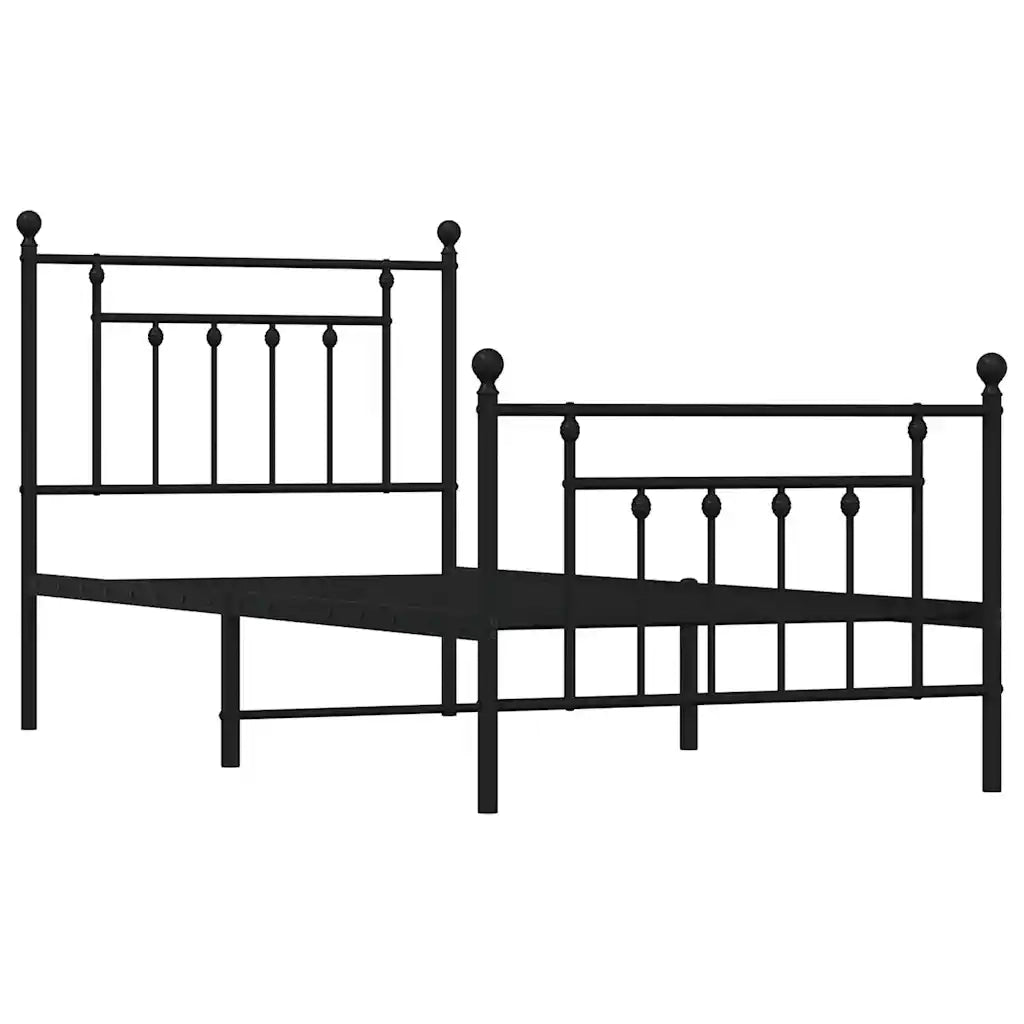 Giroletto con Testiera e Pediera Metallo Nero 90x200 cm