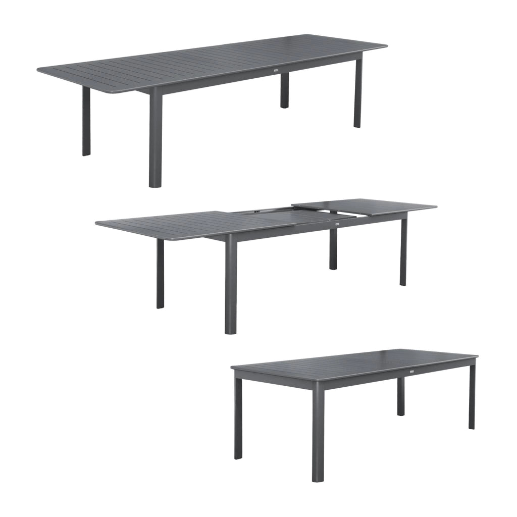 Set tavolo allungabile in alluminio con 10 sedie, antracite