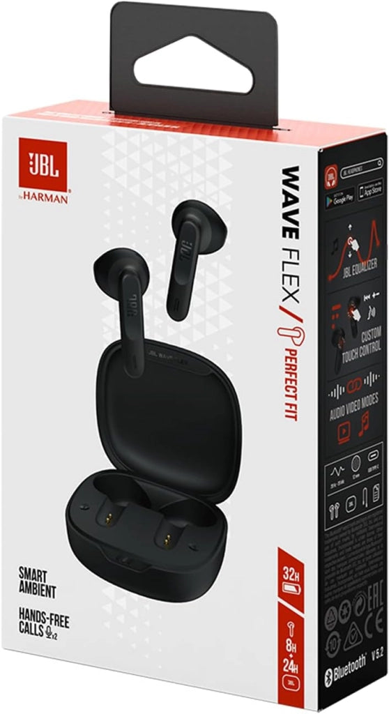 Wave Flex Auricolari Wireless In-Ear Bluetooth, Waterproof IP54 e Antipolvere IPX2, Deep Bass Sound, Tecnologia TalkThru e AmbientAware, Fino a 32 h di Autonomia, Nero