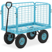 Carrello da giardino 400 kg con sponde laterali rimovibili gomma plastica acciaio verniciato a polvere blu 14_0008601