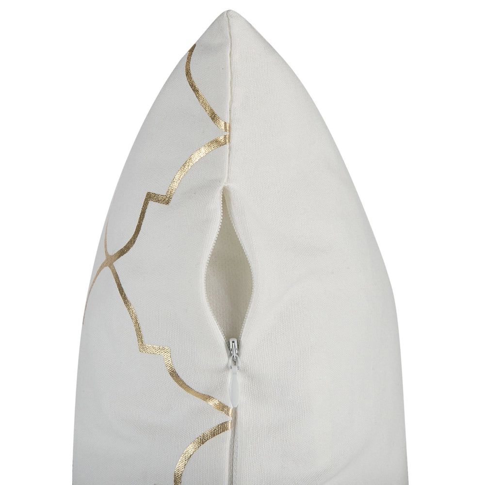 Set di 2 cuscini Decorativi Bianchi con Motivo a geometrico bianco e dorato 45 x 45 cm marocchino accessori glamour arredamento
