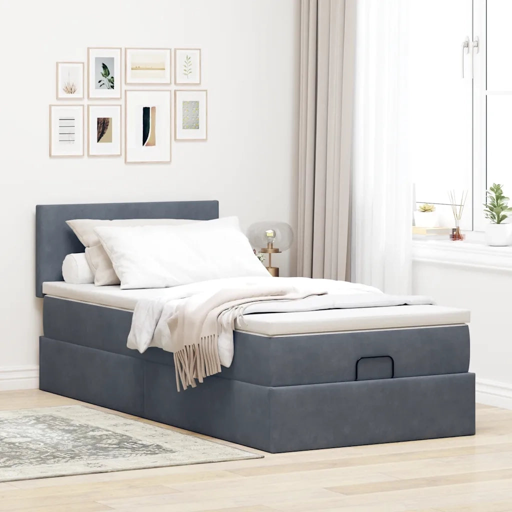 Struttura Letto Pouf con Materasso 100x200 cm Velluto 3311682