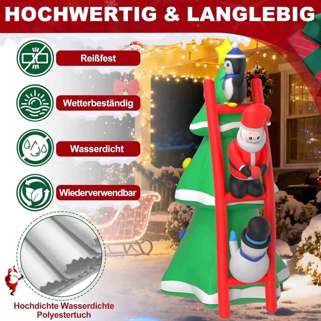 Albero di Natale gonfiabile con illuminazione e ventilatore silenzioso, 240 cm, figure di Natale gonfiabili, decorazione natalizia per interni ed esterni
