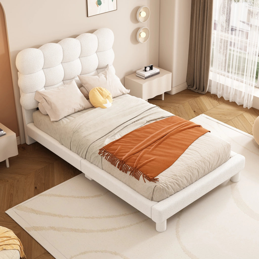 Letto Imbottito con Testiera Regolabile ¨C MINIMAL ¨C Bianco 90x200