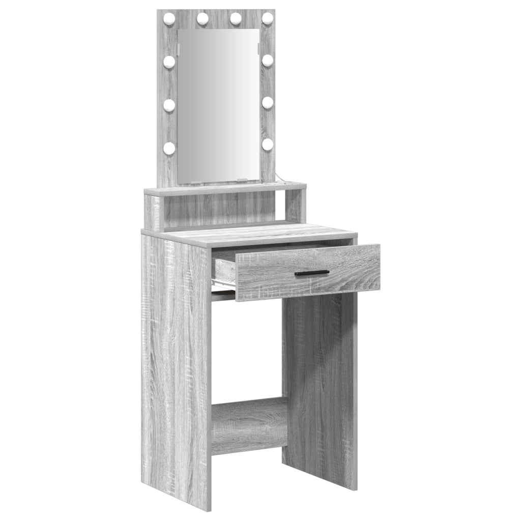 Toeletta  con luci LED Grigio Sonoma 50x41x140 cm