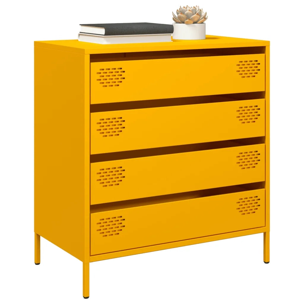 Credenza-Buffet-Armadio da cucina Giallo Senape 68x39x73,5 cm Acciaio Laminato a Freddo 147196