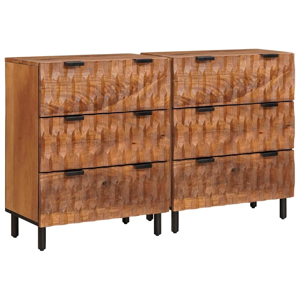 Credenza 2 pcs Finitura Marrone Acacia 60 x 33 x 75 cm 3310034