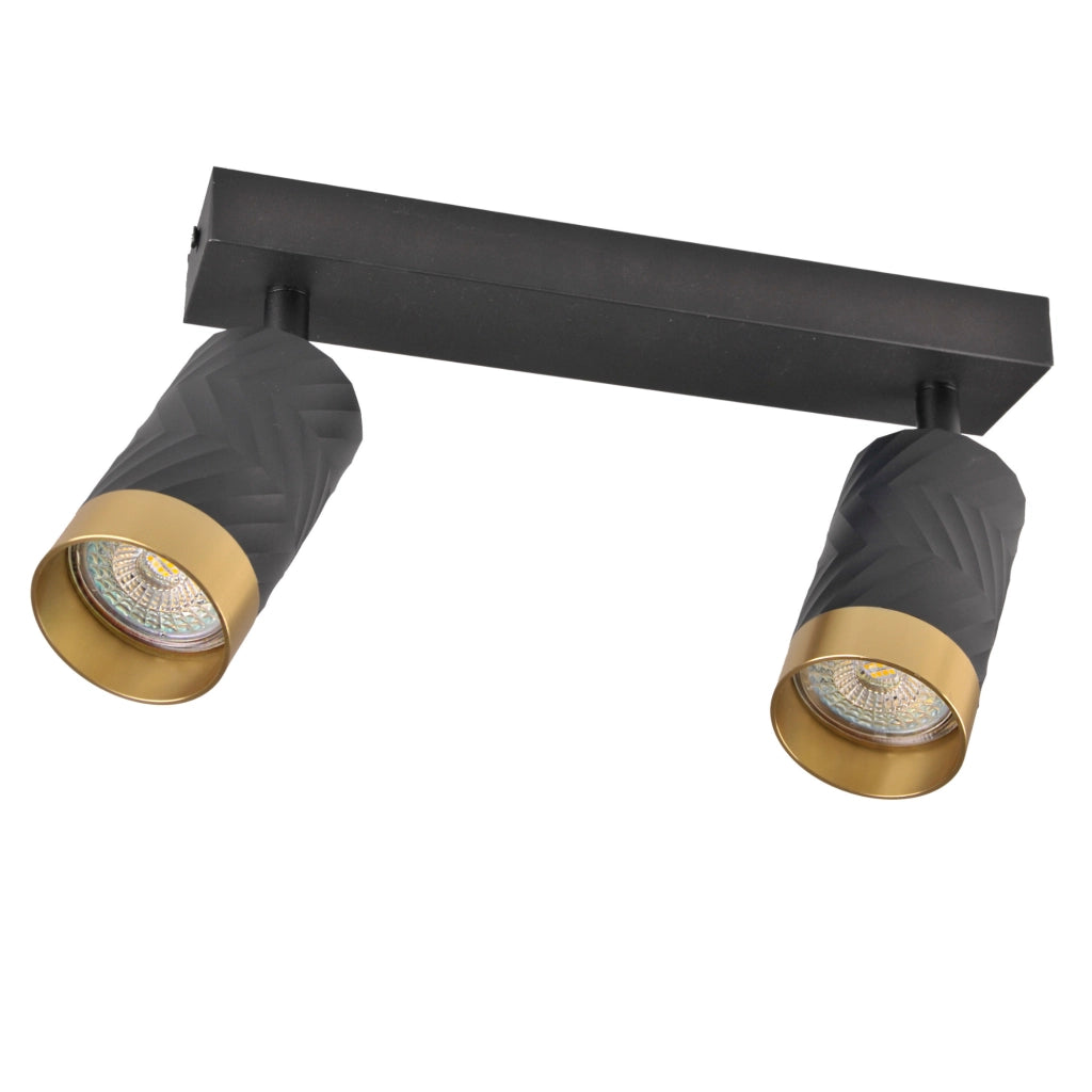 Lampada parete/soffitto 2 luci nero oro GU10 Arras Polux