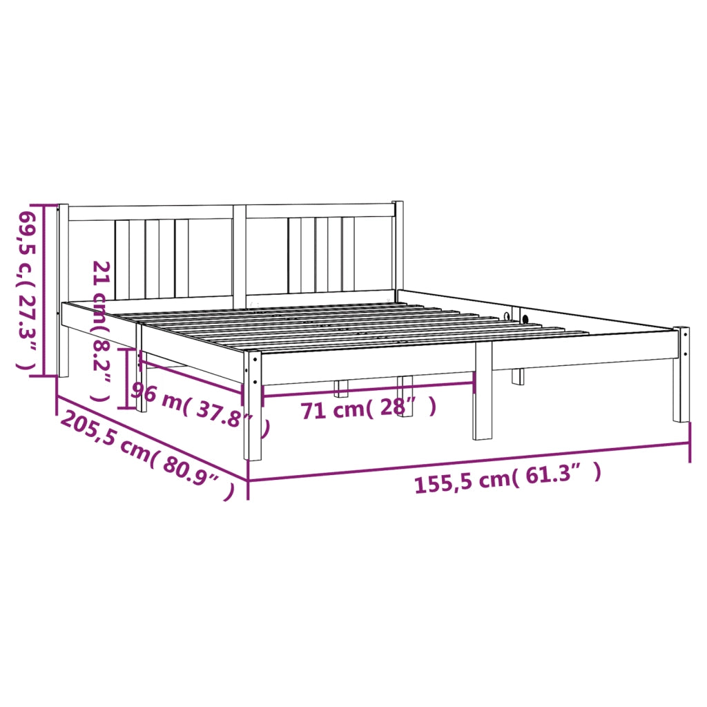 Giroletto Nero in Legno Massello 150x200 cm King Size