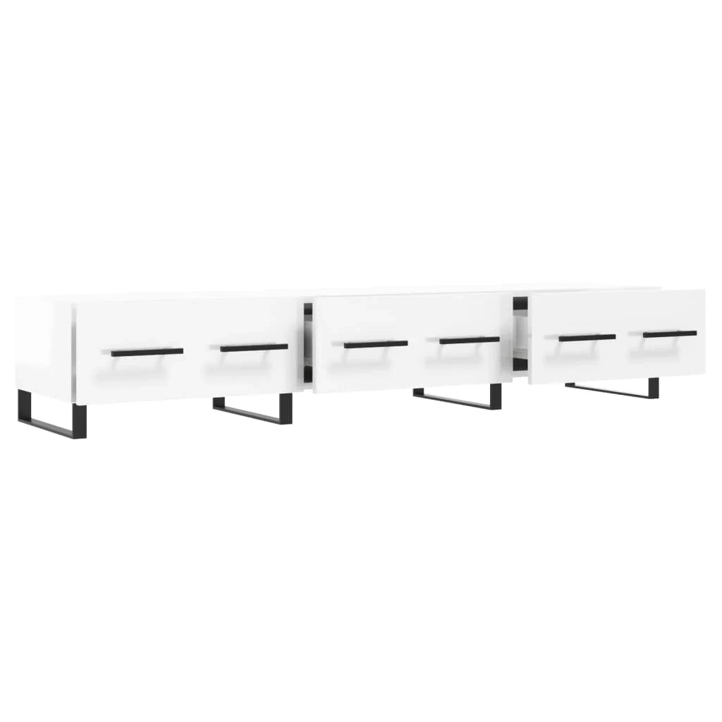 Mobile TV multimediale mensola TV credenza TV sala da pranzo soggiorno camera da letto finitura lucida 150 x 36 x 30 cm legno ingegnerizzato bianco 02_0027049