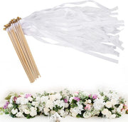 Accessori di matrimonio - Astucci per cerimonie - Stanghe in legno con campanelli - Bianche - Calzature per matrimoni - Decorazione di festa - 12 pezzi