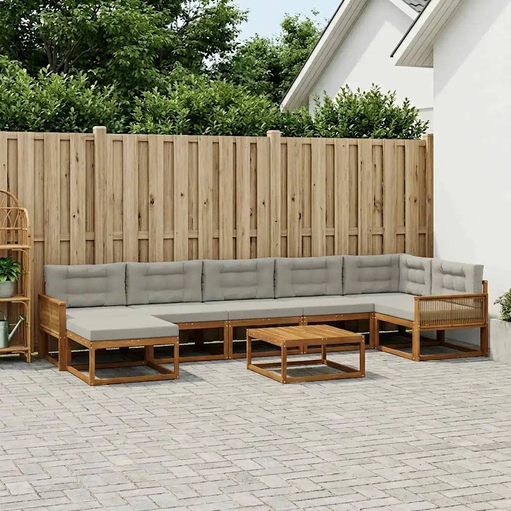 Set di divani da esterno 8 pcs Naturale e Grigio Chiaro 3382769