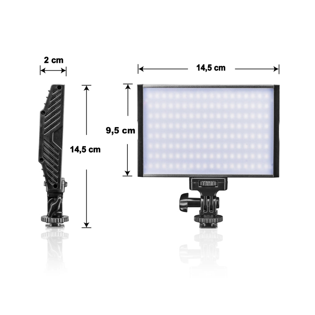 LED Niova 150 Bi Color Luce fotografica per video con batteria inclusa, lampada on-camera 15 W, temperatura colore regolabile 3200-566 K, dimmerabile
