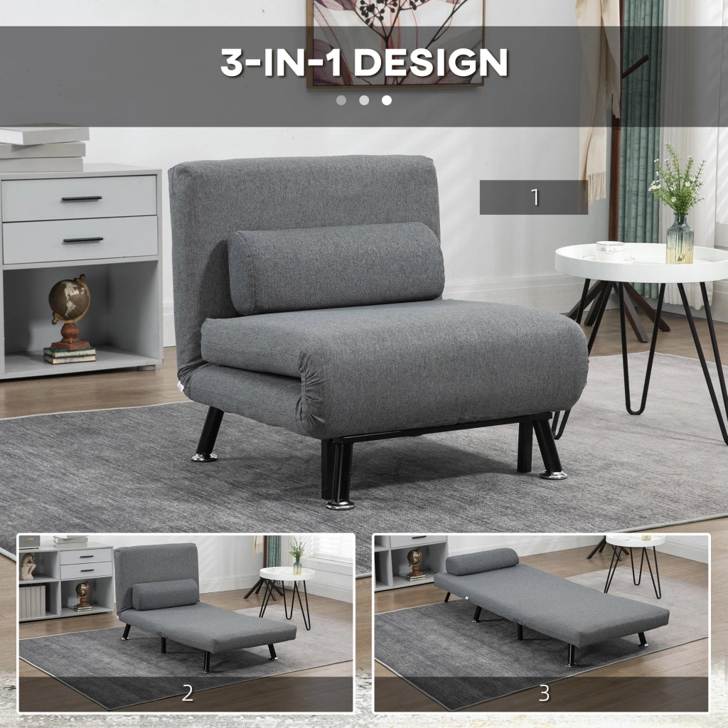 POLTRONA LETTO 75x70x75 cm Grigio Scuro in Poliestere e Acciaio