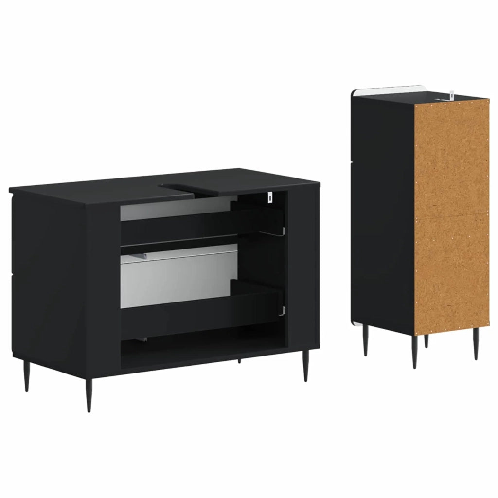 Set di Armadi da Bagno da 2 Pezzi ZWOLLE Nero 3417676