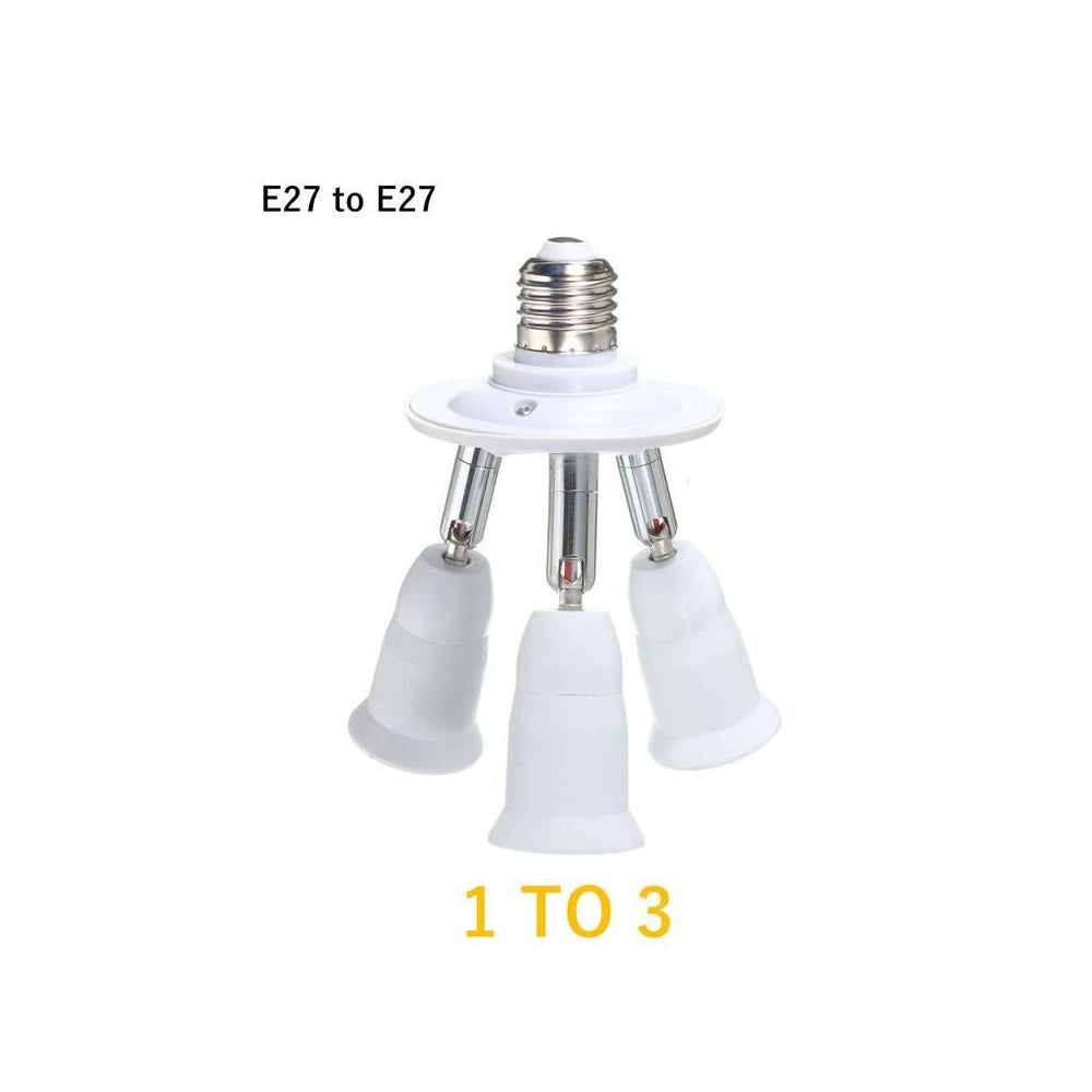 Trade Shop - Portalampada Sdoppiatore E27 Adattatore Con 3 Ingressi Attacco Lampadina 3 In 1 -