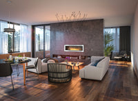 Camino a Bioetanolo da Parete/Incasso 150x49 cm Frame 1500 Inox con Vetro