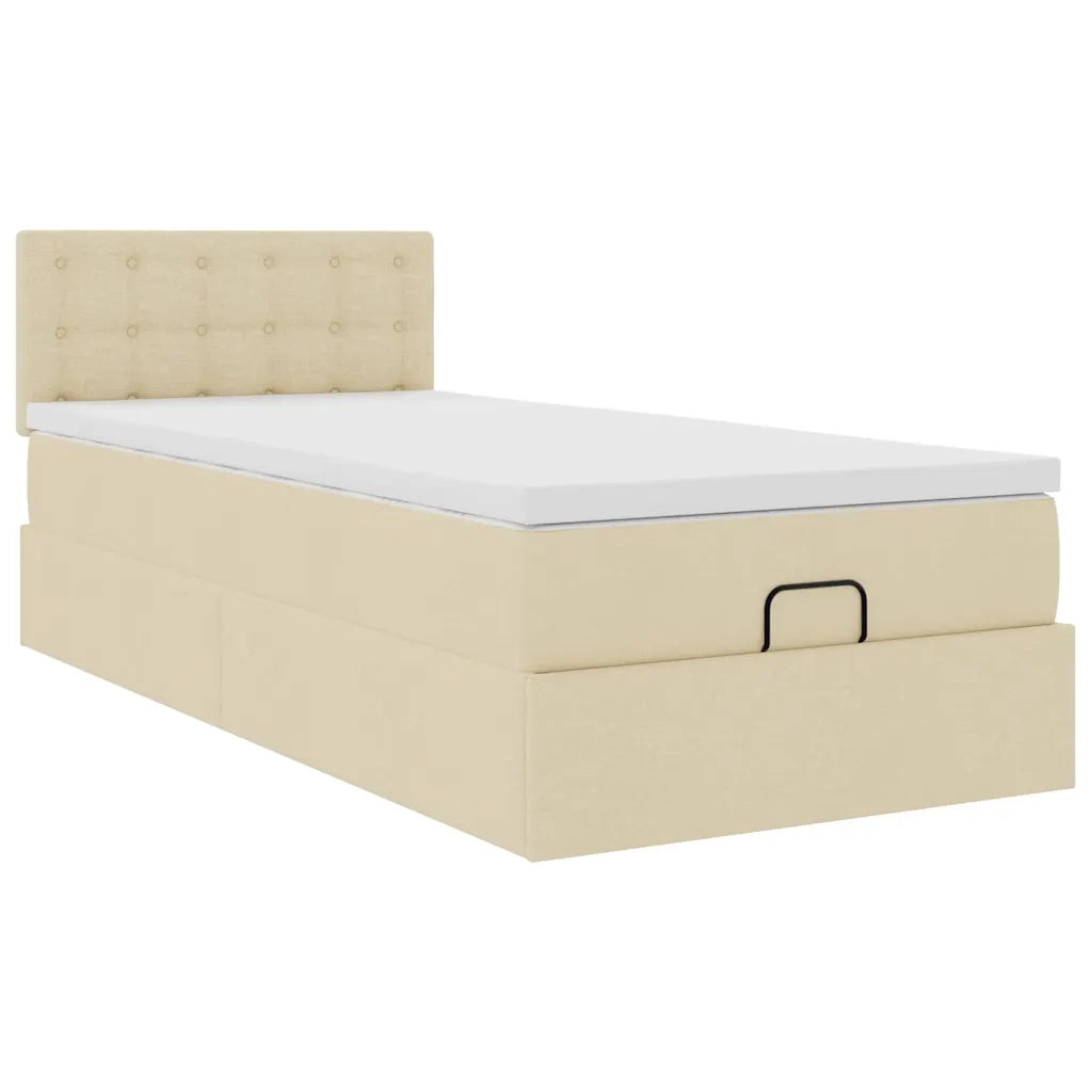 Pouf Letto con Materasso Crema 100x200 cm in Tessuto 3311606