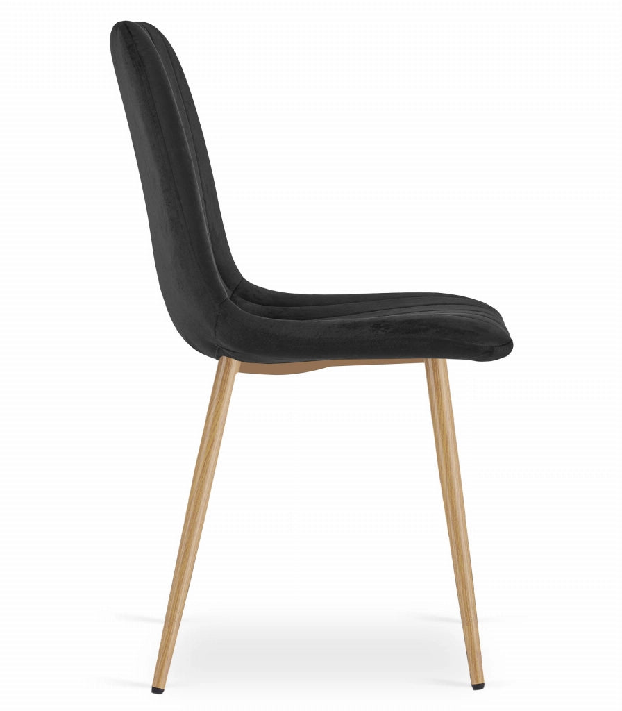Sedia Valora JEWA - Seduta in velluto nero con gambe color legno x1