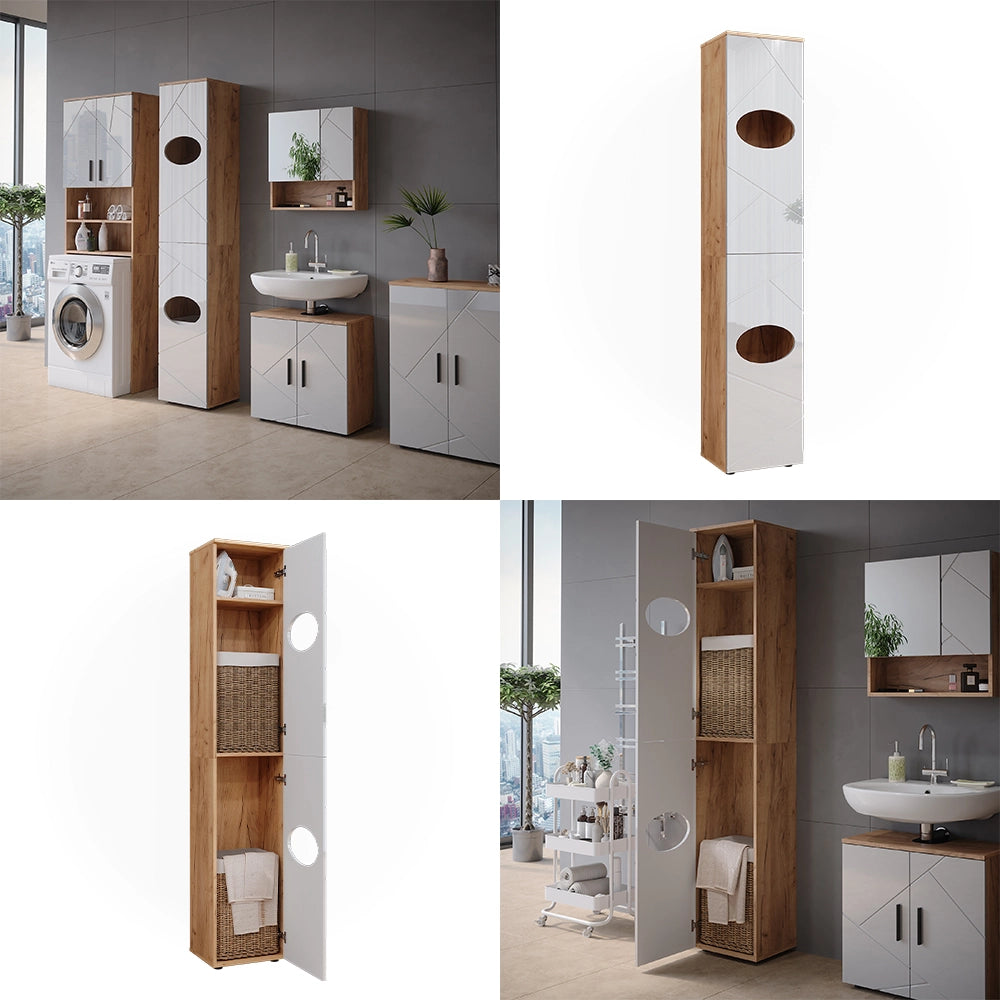 Vicco Mobiletto Rovere Goldkraft/bianco lucido 37.2 x 192 cm