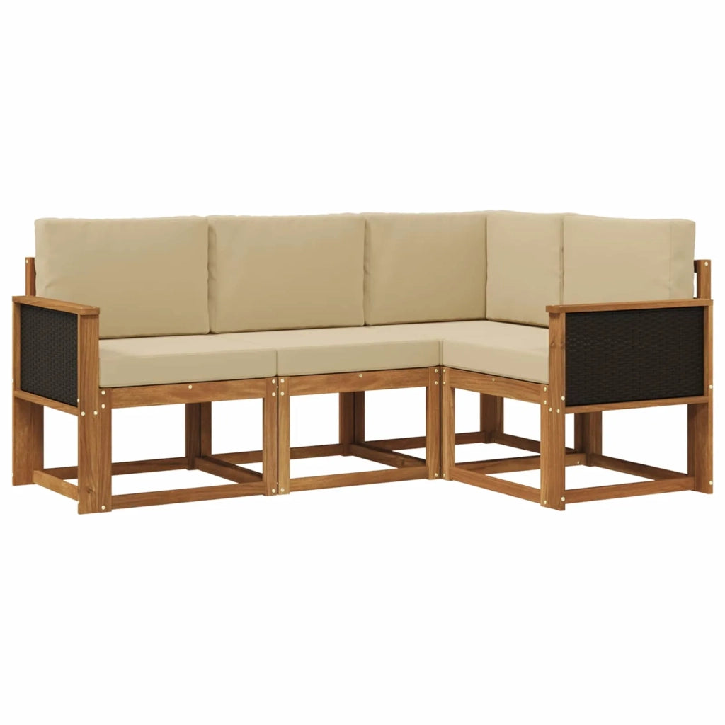 Set di divani da esterno 4 pcs Naturale e Beige Poliestere 3385164