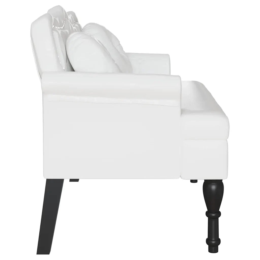 Panca Chesterfield Bianco 120,5 x 65 x 75 cm Pelle Sintetica 42019285