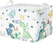 Cassetto di Archiviazione per Bambini con Dinosauro, Vulcano e Foglie di Palma, 36L.