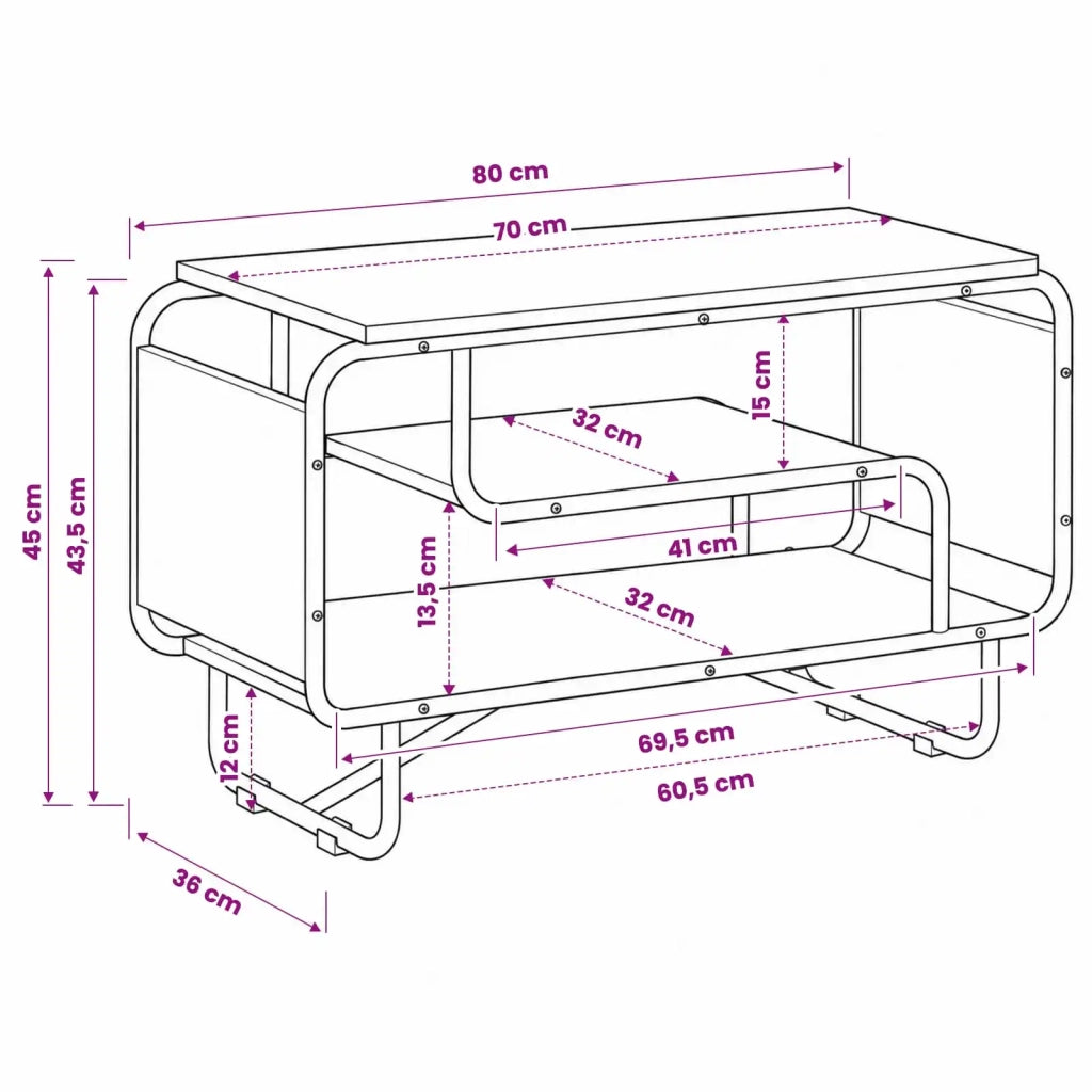 Supporto TV 80 x 36 x 45 cm Sonoma grigio Legno ingegnerizzato 8007855