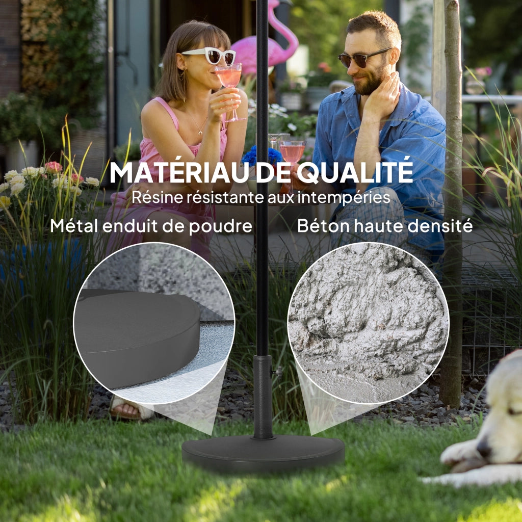Base per Parasole 9 kg in Resina per Mastro 32, 38, 48 mm ¨C Zephmum ¨C Nero 49x31x33 cm