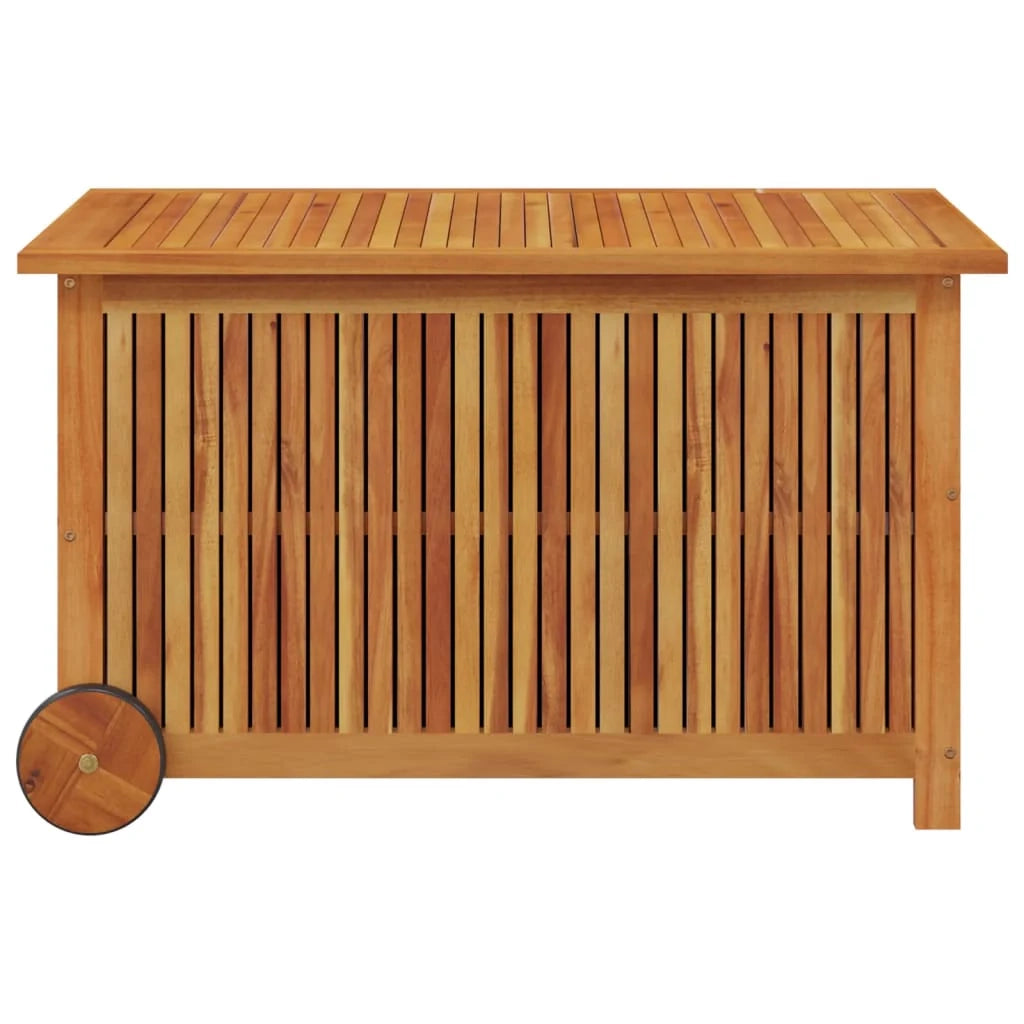 Baule da giardino con ruote 90 x 50 x 58 cm legno di acacia 02_0013067