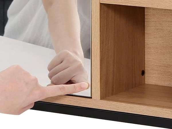 Mobile da Bagno Salvaspazio a 6 Scomparti Aperti, Pensile da Bagno Sospeso, Porta a Specchio, con Ripiani Regolabili Mobiletto, in Metallo e Truciolare 60x16x58cm