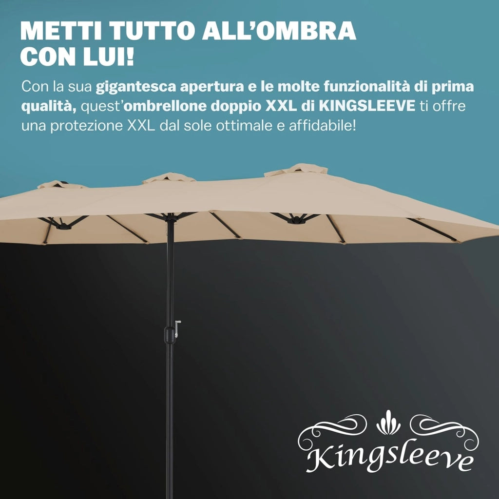 ® Ombrellone UV 80+ XXL 460x270 cm Idrorepellente con Manovella inlc. Custodia Parasole Giardino Terrazza