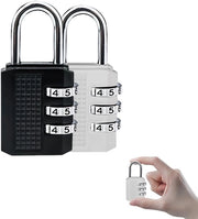 Set di serrature combinate – 2 pezzi (nero e argento), serratura combinate in acciaio inox – leggera, robusta, antifurto per armadietti, viaggi, scuola, palestra