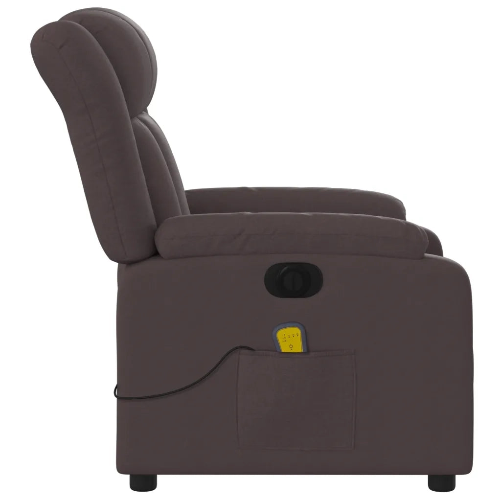Poltrona Massaggio Reclinabile Elettrica Marrone Scuro Tessuto 3205309