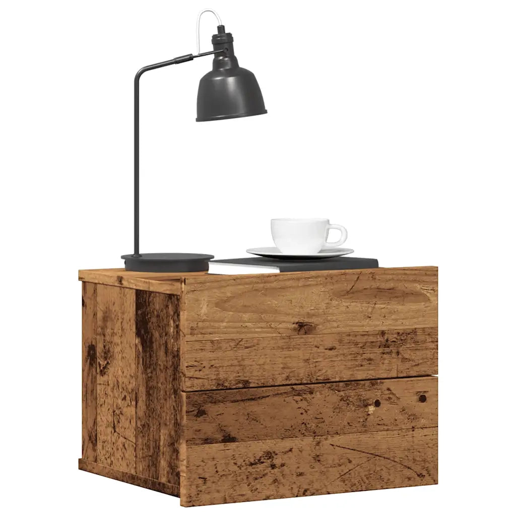 Comodino | Armadio da Notte | Mobiletto da notte a Muro Legno Antico 40x32x30 cm