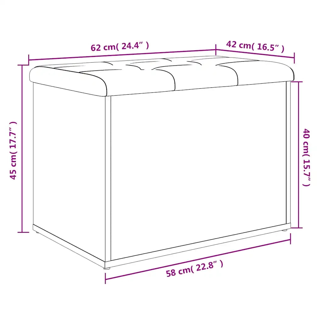 vidaXL Panca Portaoggetti Rovere Sonoma 62x42x45 cm Legno Multistrato