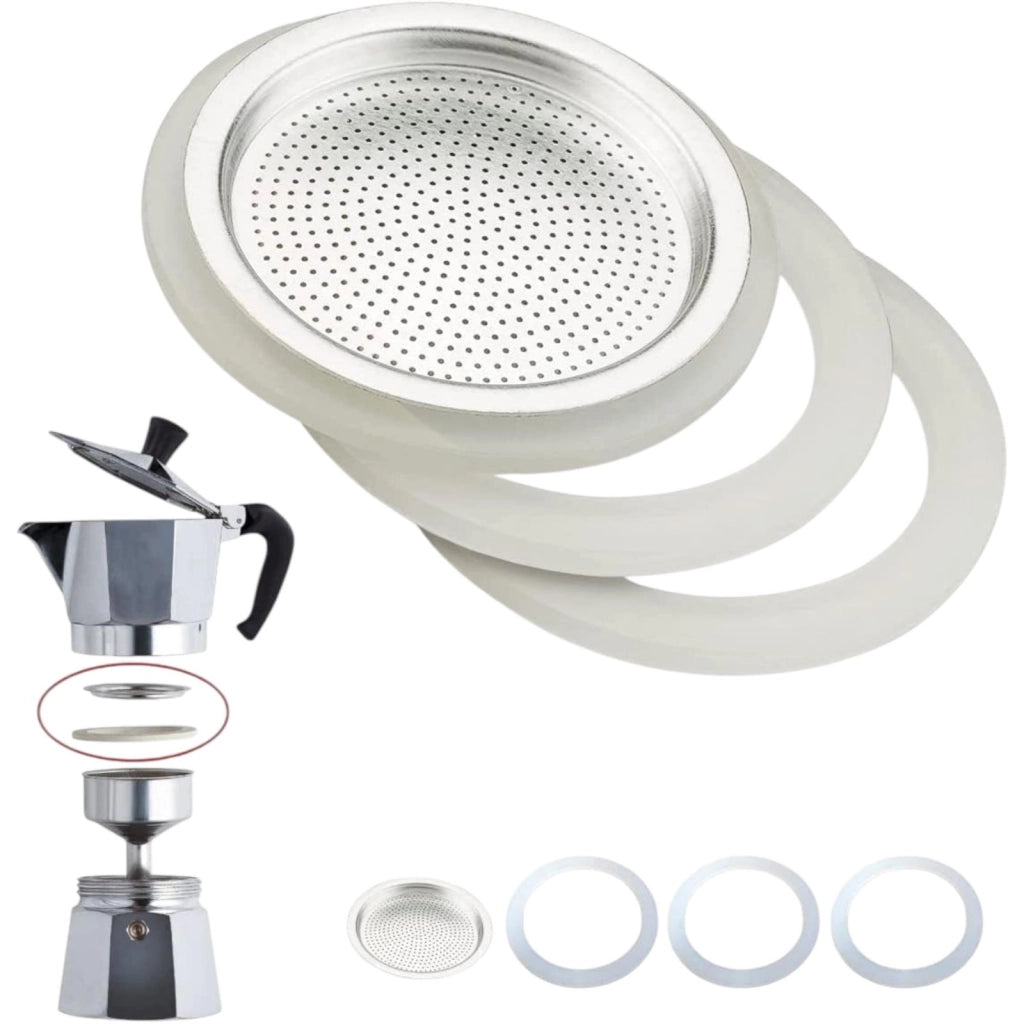 2 Tazze Guarnizione e Filtro Caffettiera Universale per Moka  (2 tazze) 53325