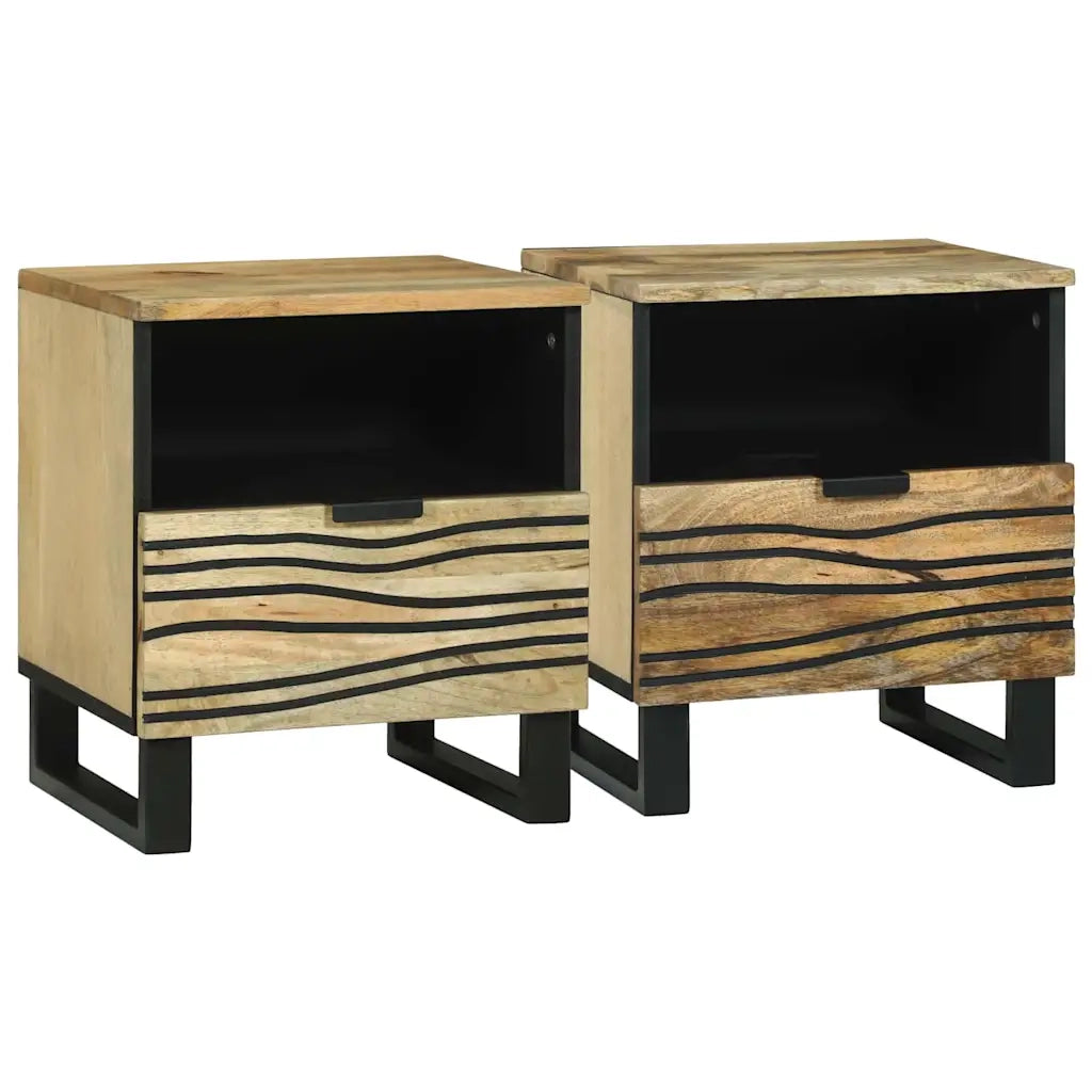 Set di 2 Comodini | Armadio da Notte | Mobiletto da notte Naturale 40 x 33 x 46 cm