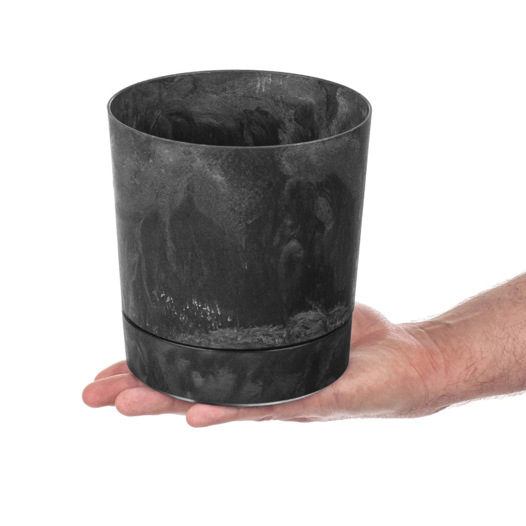 Vaso da fiori KADAX con supporto, rotondo, in plastica, 14,5 cm