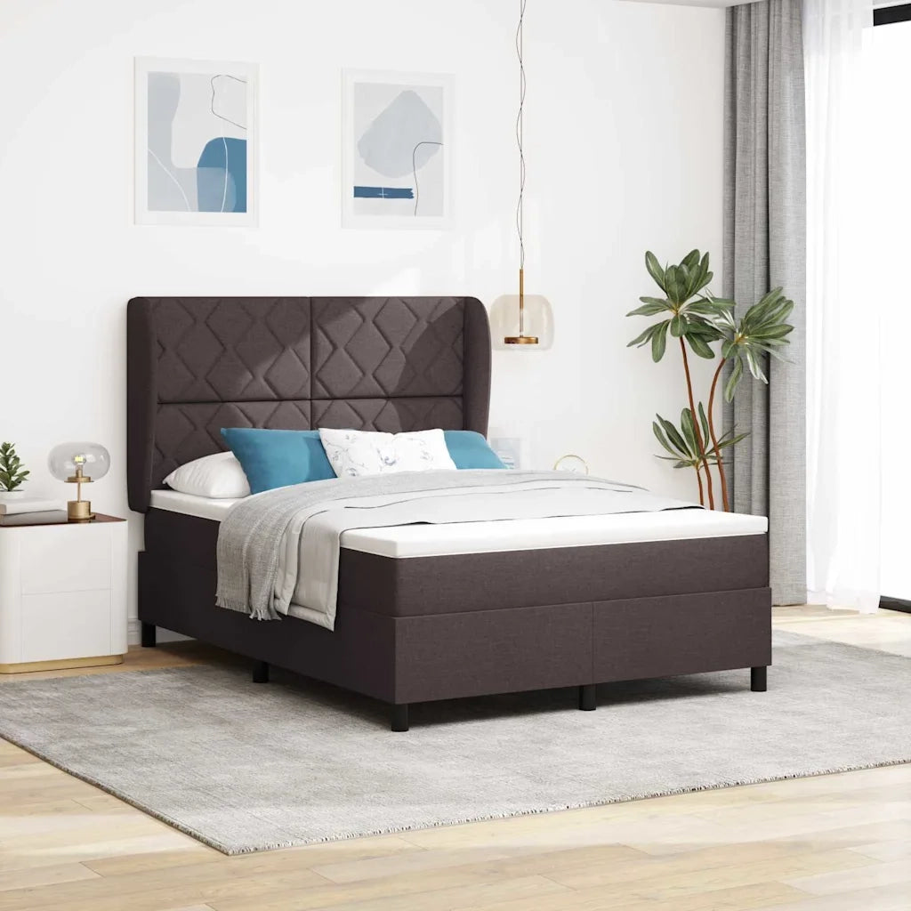 Letto a molle con materasso Marrone scuro 140 x 190 cm Tessuto 3340623
