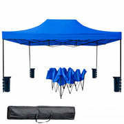 Gazebo Professionale Per Eventi Sagre E Feste Richiudibile Automatico In Acciaio Con Telo Oxford 1200D PVC Impermeabile E Anti UV Struttura A Fisarmonica Sacche Zavorra E Borsa Trasporto 3x4.5 M Blu