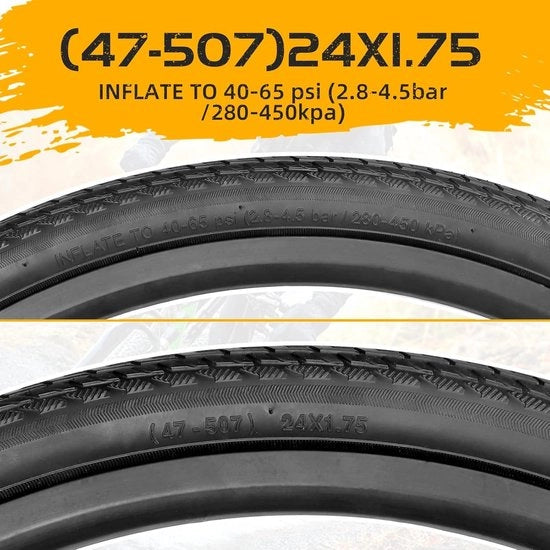 Set di pneumatici premium per mountain bike e e-bike - 2 pezzi 24 x 175 mm - pneumatici per bicicletta per bambini, bicicletta pieghevole, bicicletta ibrida - pneumatici lisci