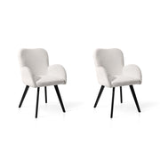 Set 2 sedie da pranzo Hispanohogar ferro e tessuto bouclé bianco 88×56×80 cm