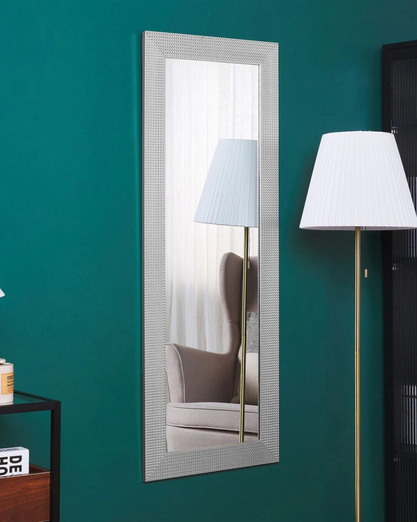 Specchio sospeso da parete argento 50 x 130 cm verticale soggiorno camera da letto comò finitura gesso