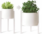 Stand per piante regolabile - vaso per fiori per interni ed esterni - 1 pezzo - bianco - metallo - 33 cm alto