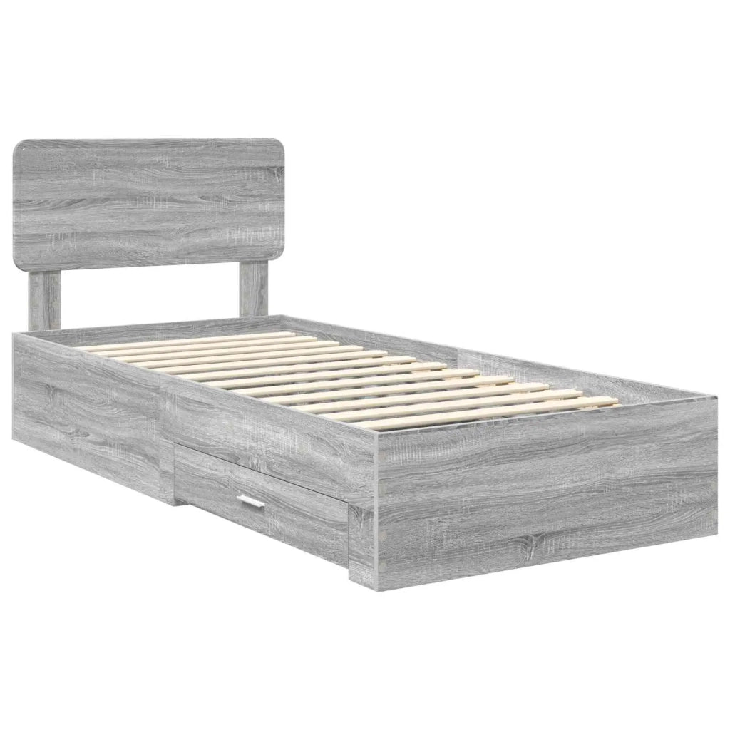 Struttura del letto Grigio Sonoma 75 x 190 cm Legno multistrato