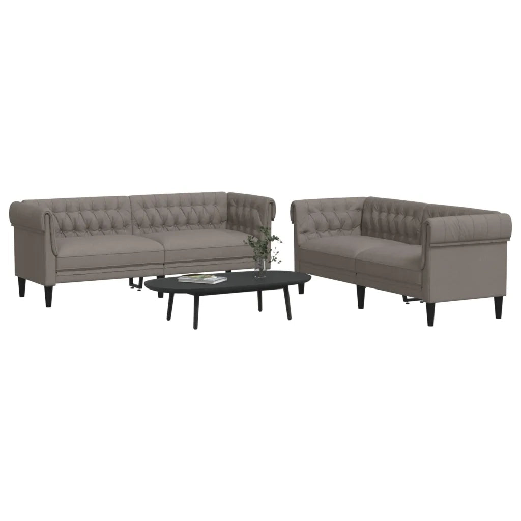 Set di Divani 2 pz Tortora in Tessuto 3209205