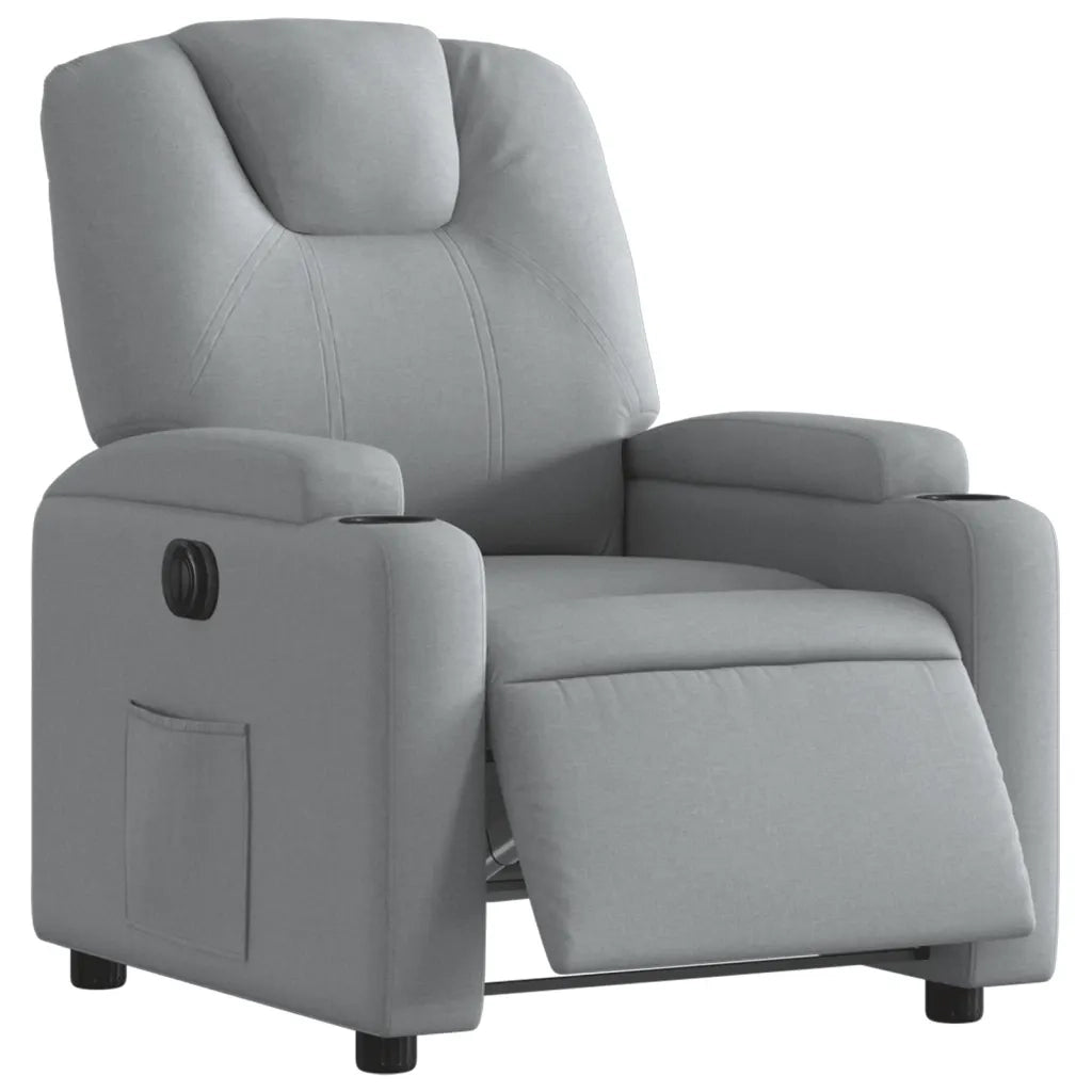 Poltrona | Sedia Relax Elettrica Reclinabile Grigio Chiaro in Tessuto