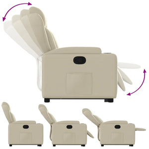 Poltrona Alzapersona Reclinabile Crema in Similpelle 3204545