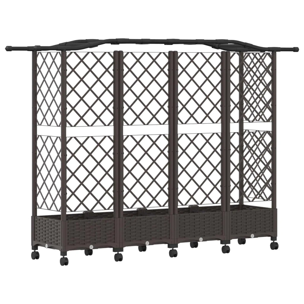 Letto Rialzato con Griglia e Tetto Marrone 203,5 x 40 x 129 cm 3423152